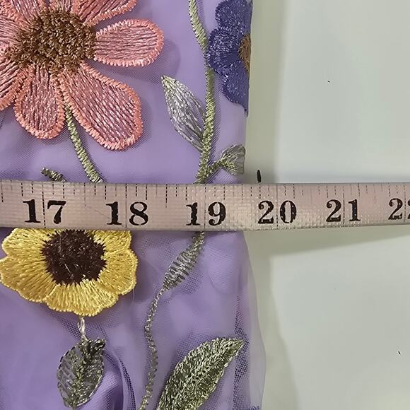 FORMAL AW 18 2X plus Lilac 3d aplique floral spring party maxi dress NEW B66 - Picture 5 of 7